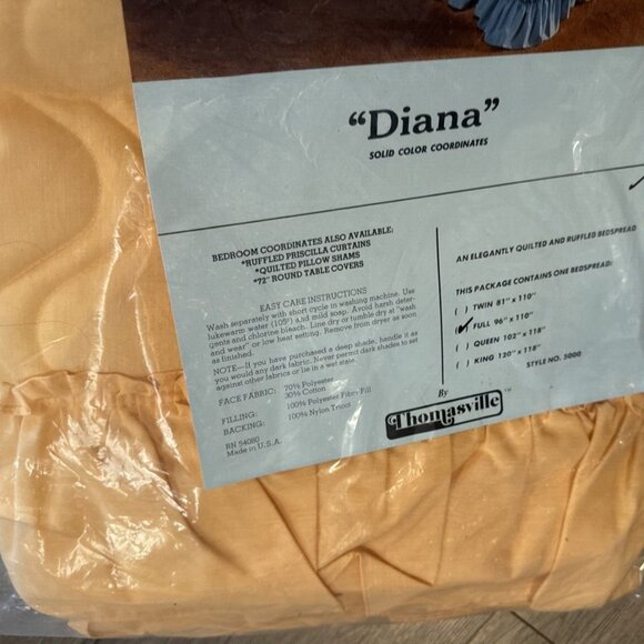 Vintage 90s Bedspread Comforter FULL Quilted Ruffle Retro Cottage Thomasville - Picture 6 of 6